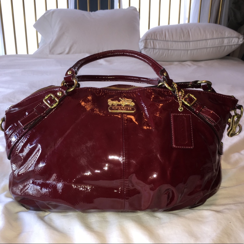 Authentic Coach large Madison patent Sophia bag